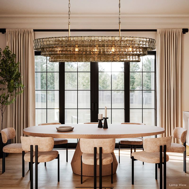 Ghiaccio Artisanal Glass Oval Chandelier