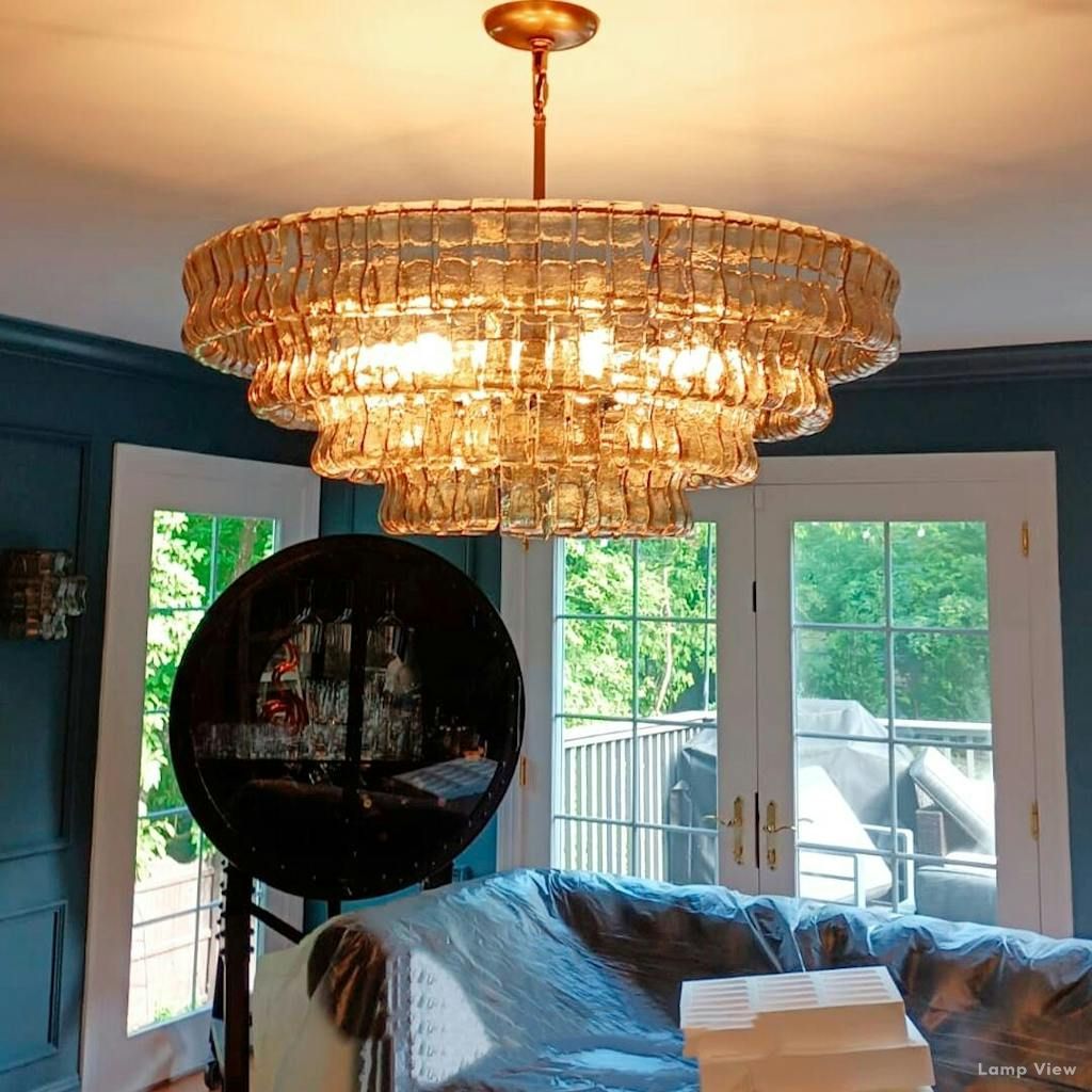 Ghiaccio Artisanal Glass Round Chandelier