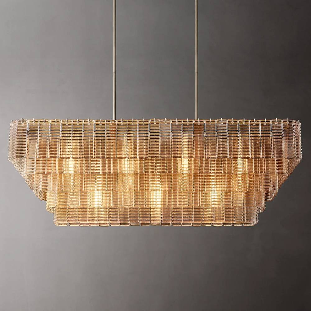 Sirene Molded Glass Rectangle Chandelier 59"