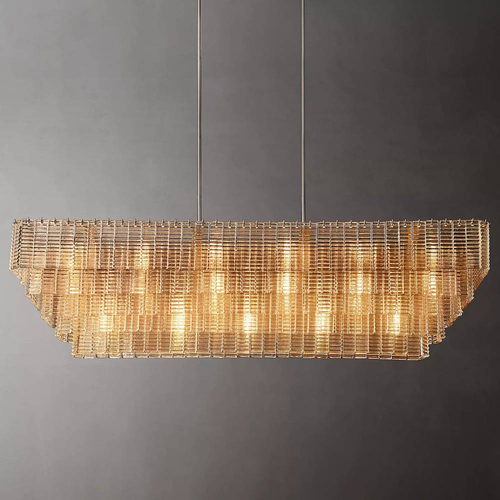 Sirene Molded Glass Rectangle Chandelier 77"