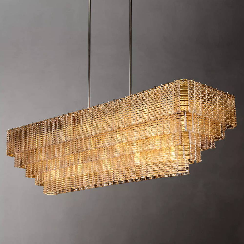 Sirene Molded Glass Rectangle Chandelier 77"
