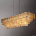 Sirene Molded Glass Rectangle Chandelier 77"