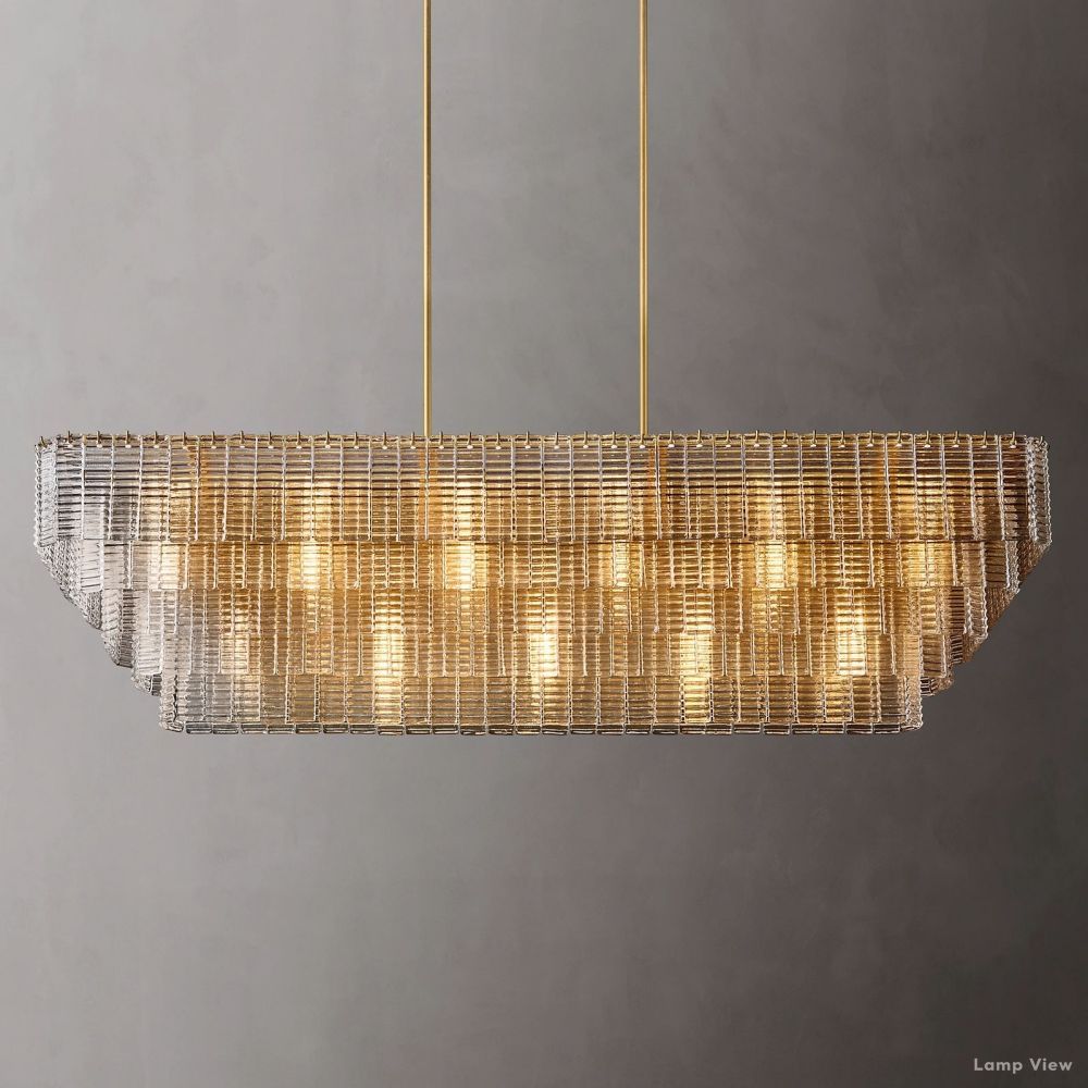 Sirene Molded Glass Rectangle Chandelier 77"