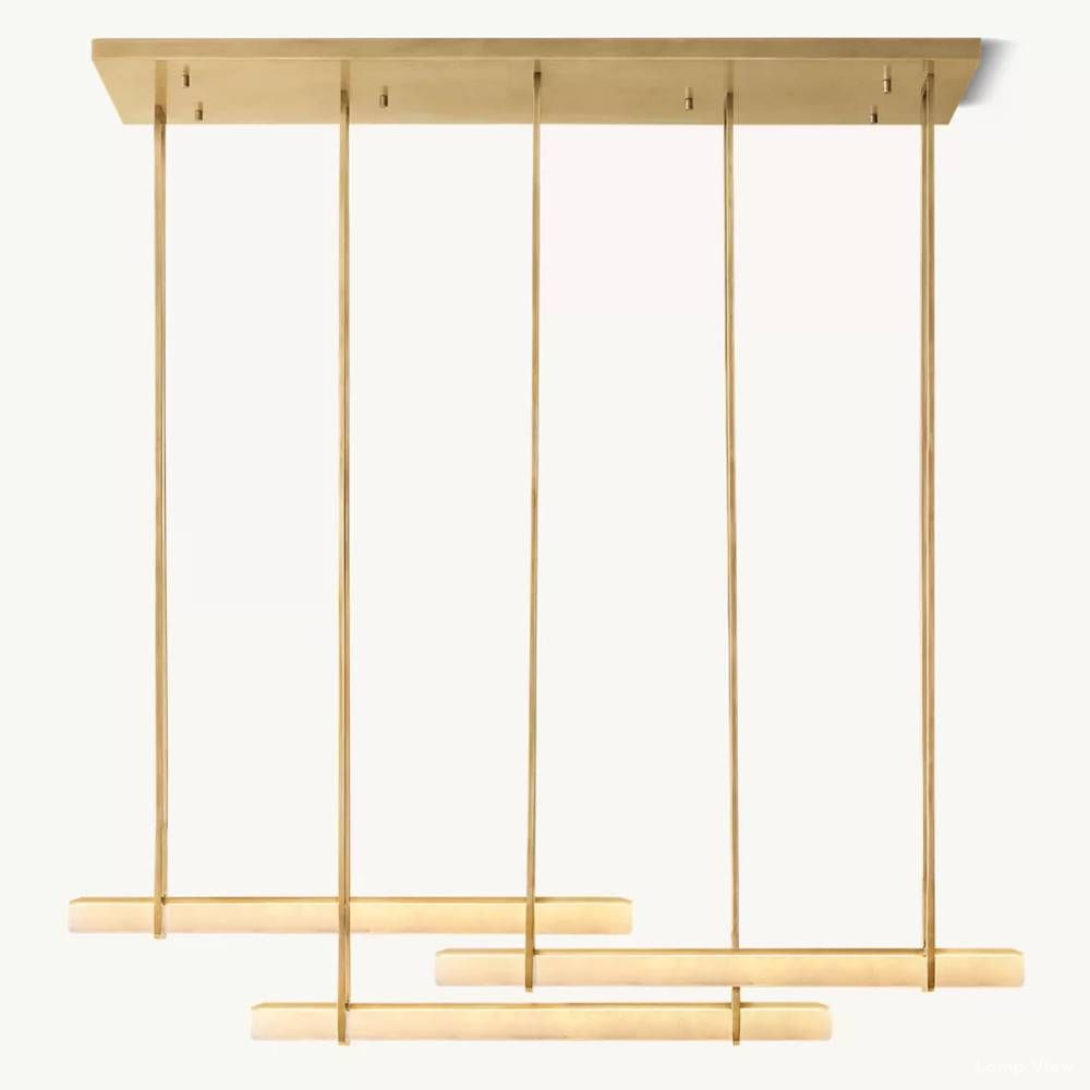 Audubon Vertical Alabaster Triple Bar Linear Chandelier