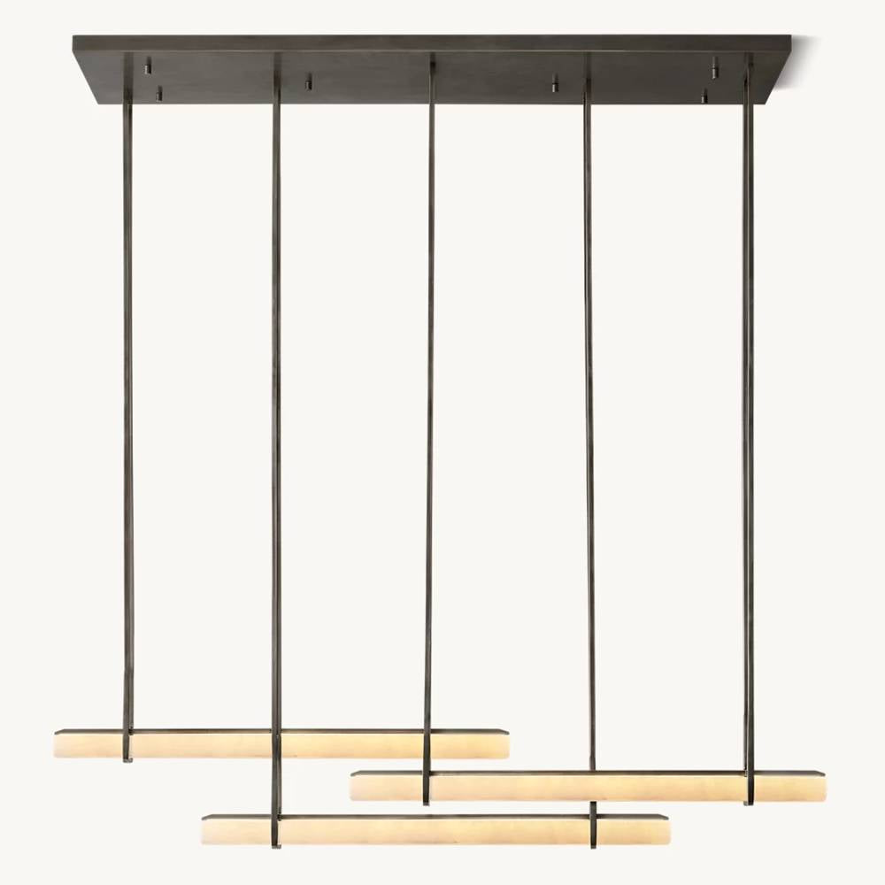 Audubon Vertical Alabaster Triple Bar Linear Chandelier