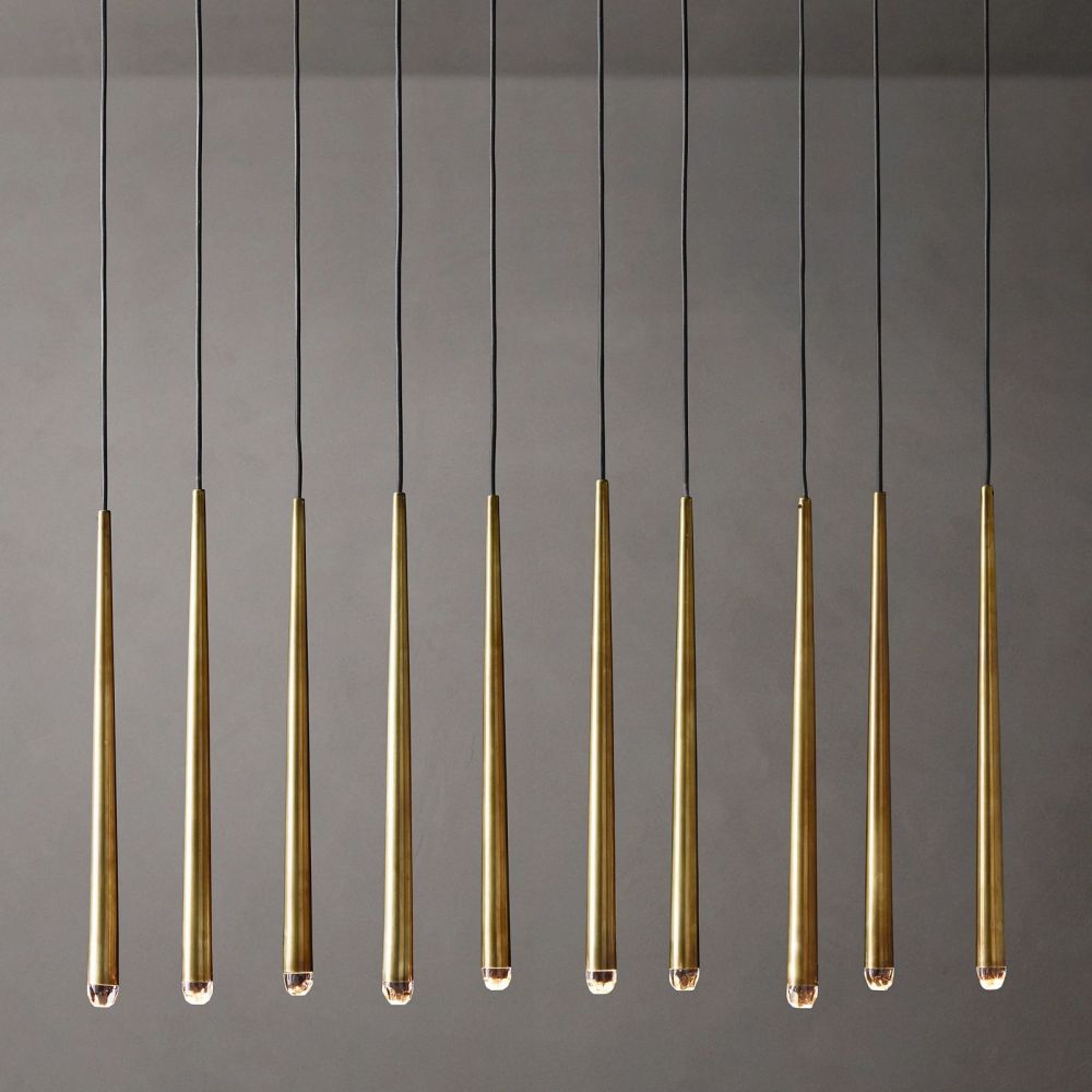 Aquitaine Conical Brass Linear Chandelier 48"