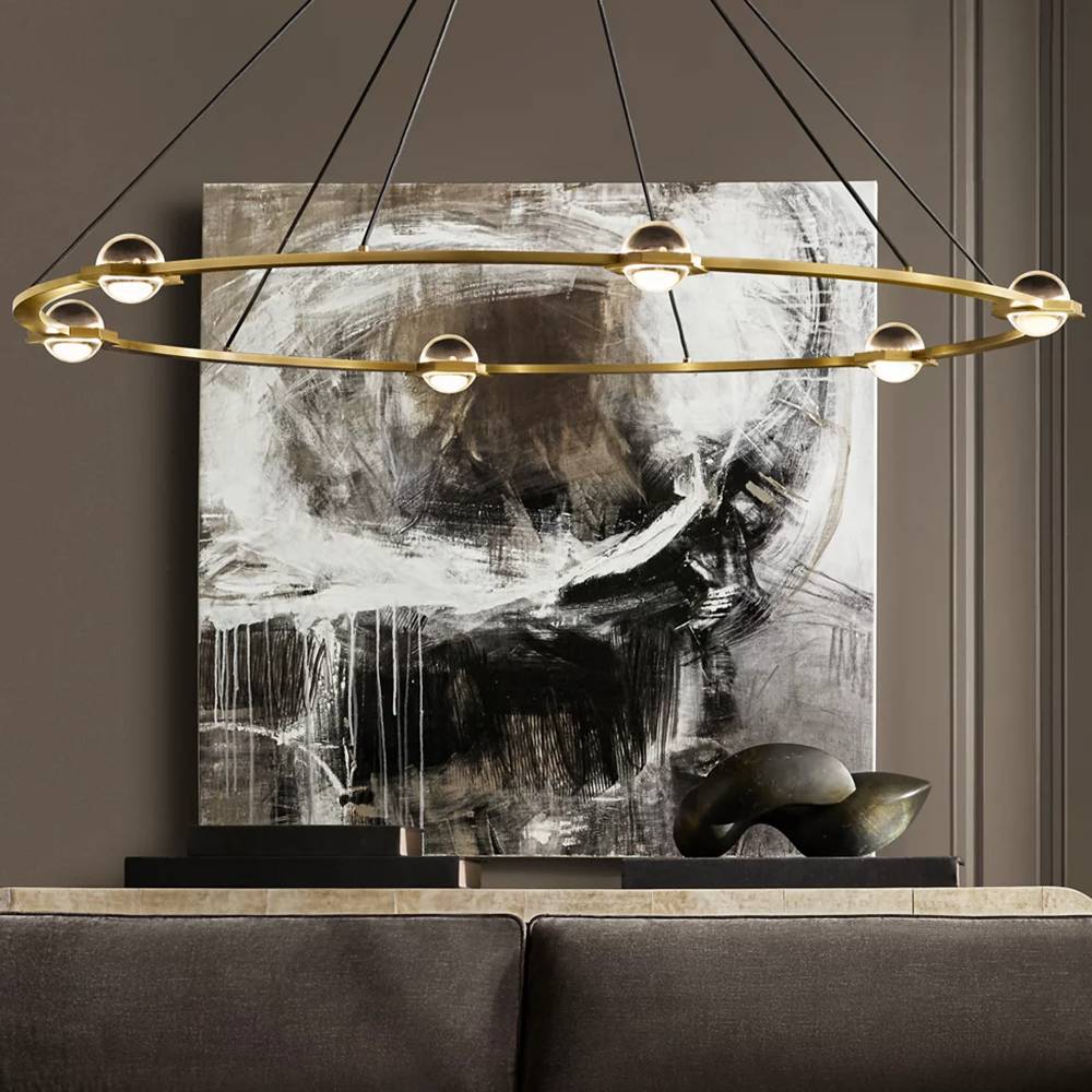 Eclatant Inset Crystal Two-Tier Round Chandelier 60"
