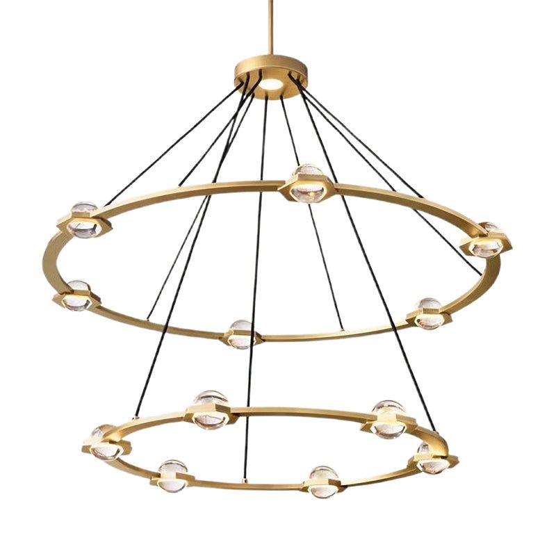 Eclatant Inset Crystal Two-Tier Round Chandelier 48"