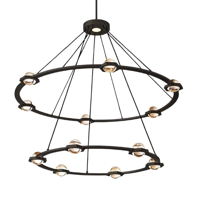 Eclatant Inset Crystal Two-Tier Round Chandelier 48"