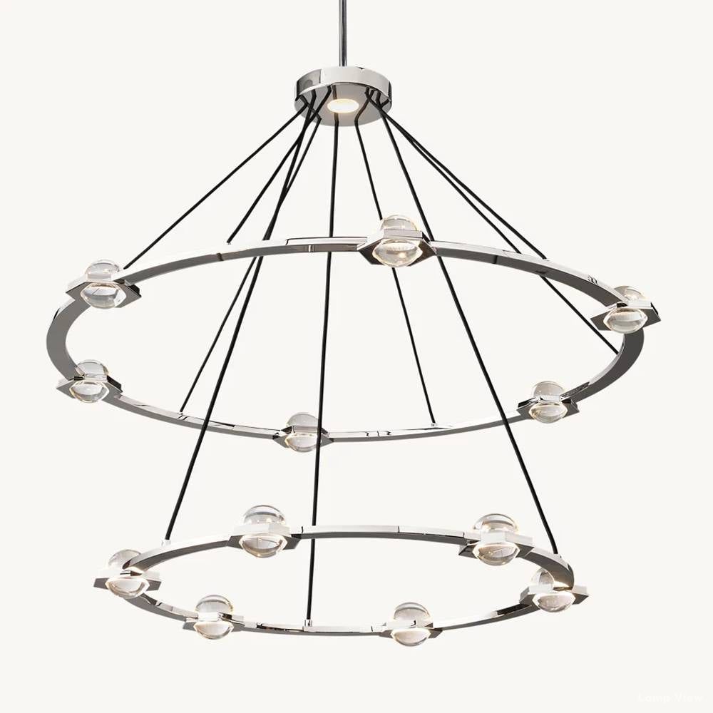 Eclatant Inset Crystal Two-Tier Round Chandelier 48"