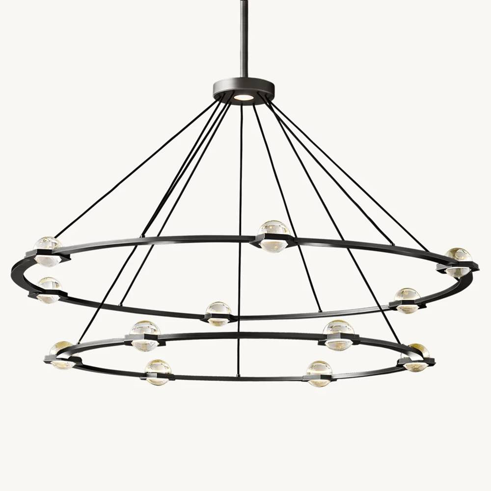 Eclatant Inset Crystal Two-Tier Round Chandelier 60"