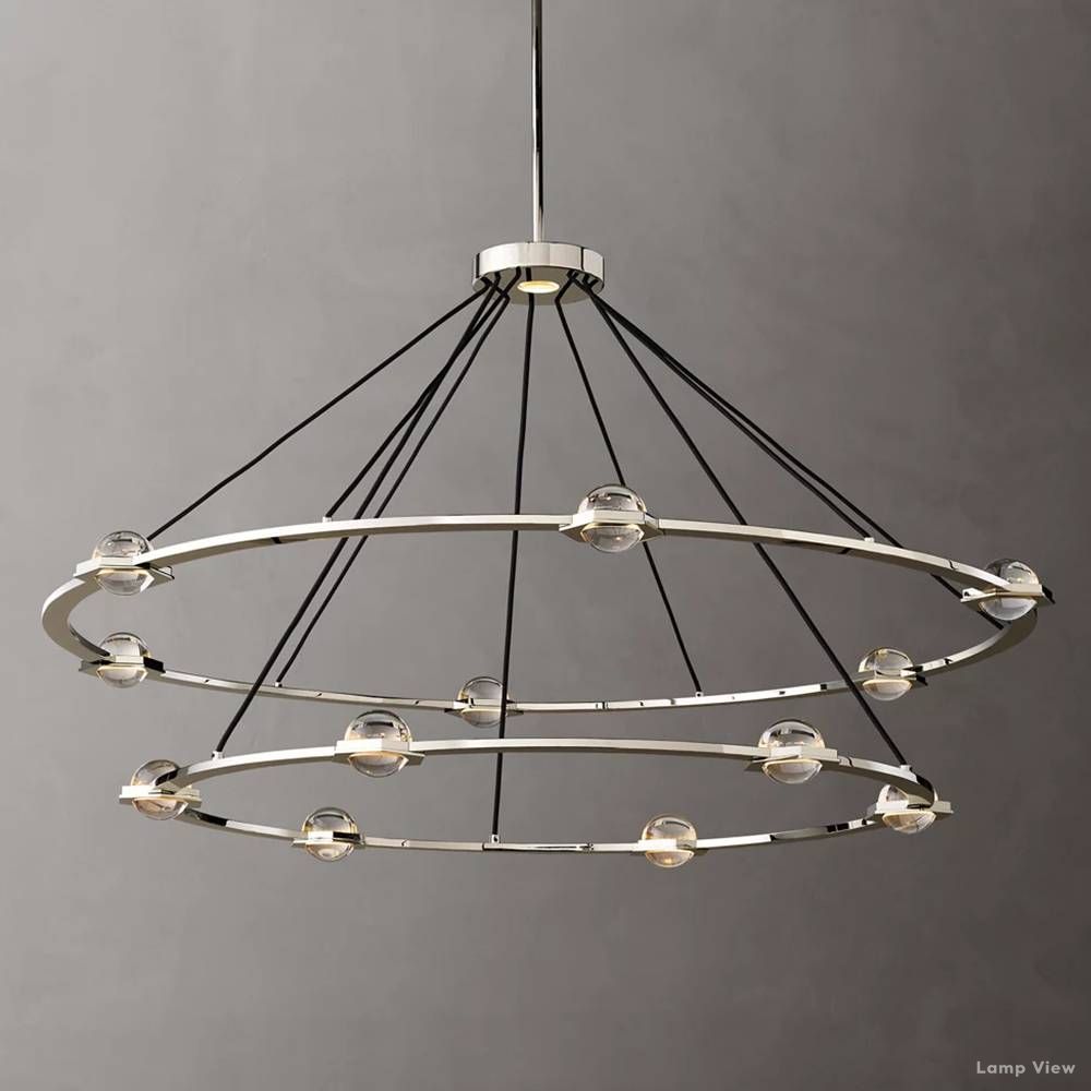 Eclatant Inset Crystal Two-Tier Round Chandelier 60"