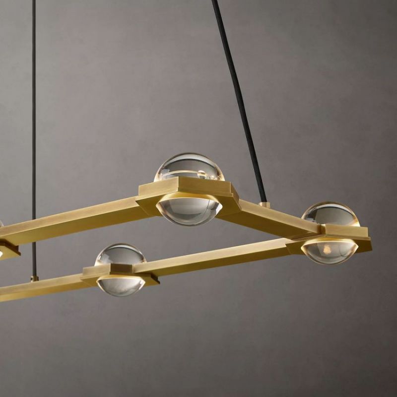 Eclatant Inset Crystal Rectangular Chandelier 54"