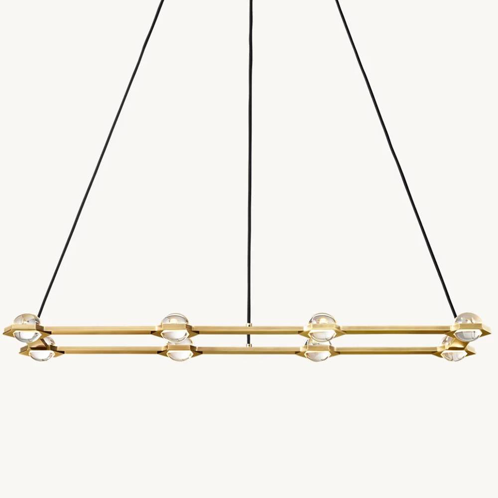 Eclatant Inset Crystal Rectangular Chandelier 54"