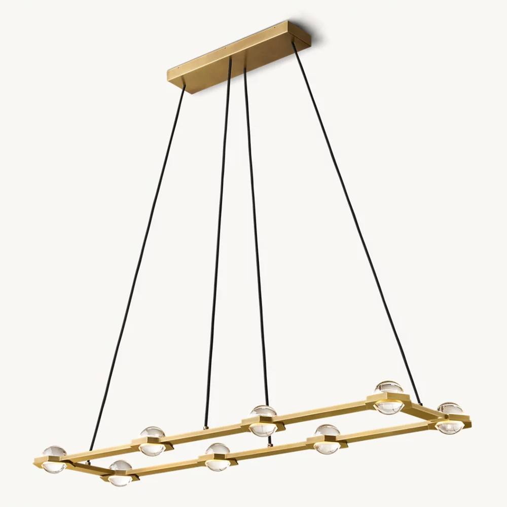 Eclatant Inset Crystal Rectangular Chandelier 54"