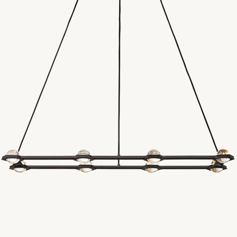 Eclatant Inset Crystal Rectangular Chandelier 54"
