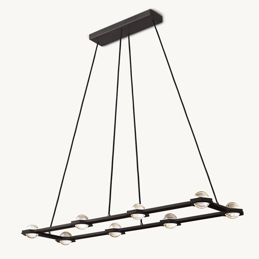 Eclatant Inset Crystal Rectangular Chandelier 54"