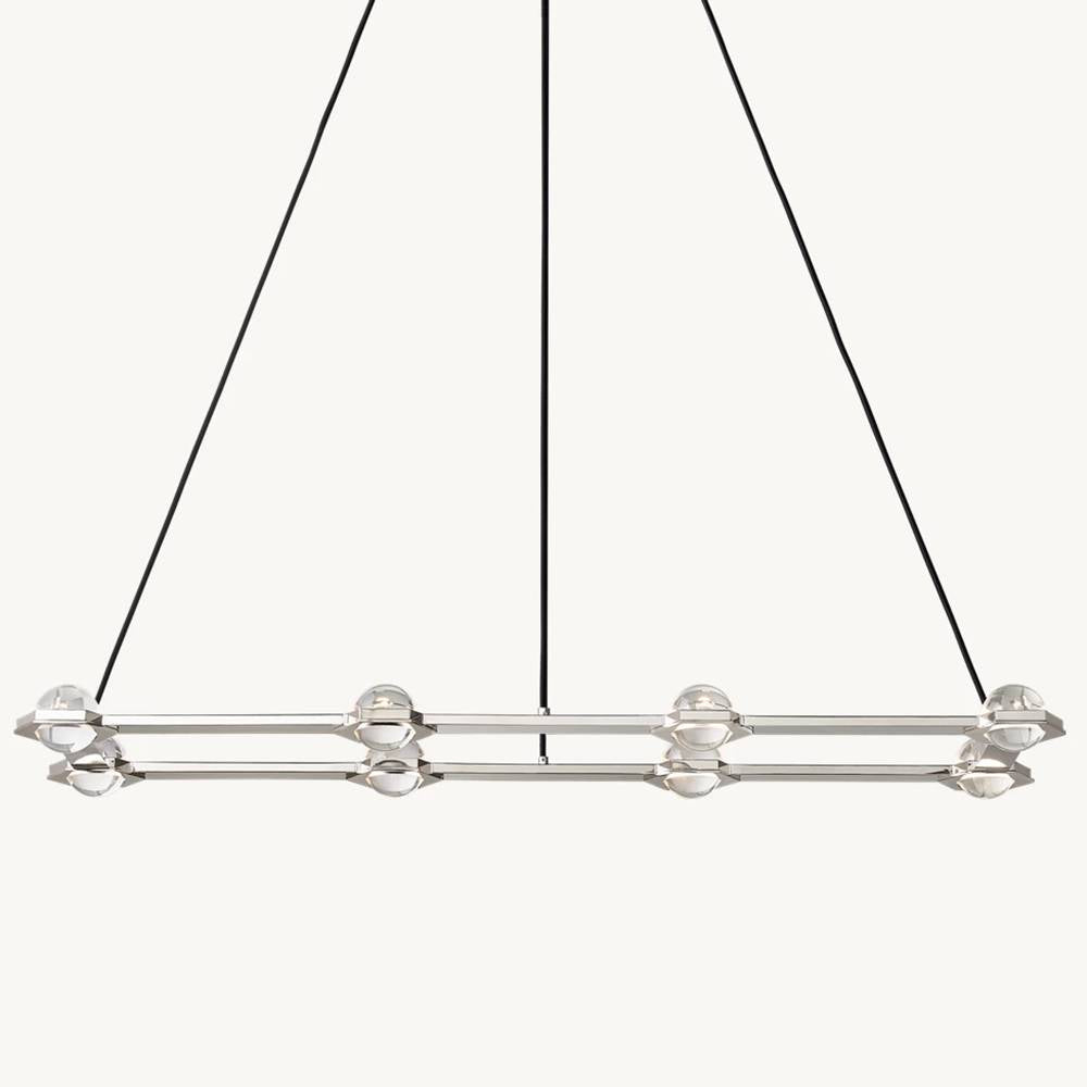 Eclatant Inset Crystal Rectangular Chandelier 54"