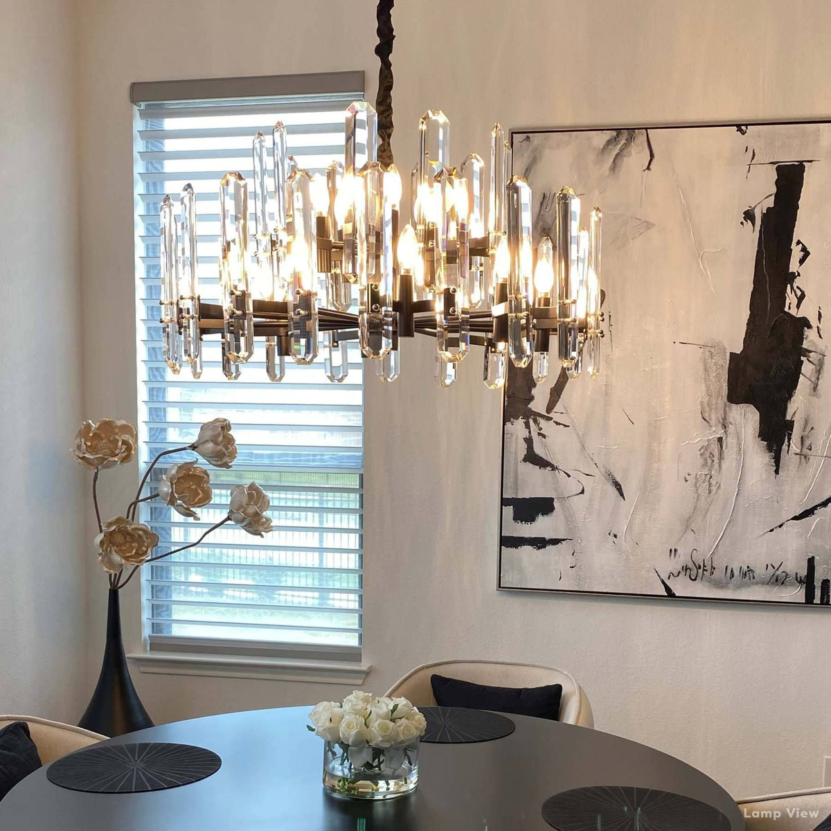 Mirello Prismed Crystal Round Chandelier 48"