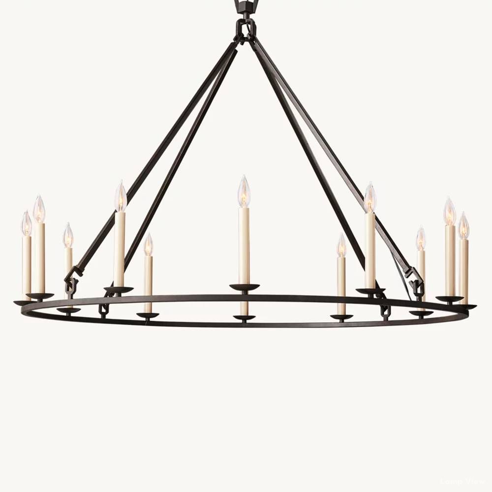 Hartwell Lantern Frame Round Chandelier 50"