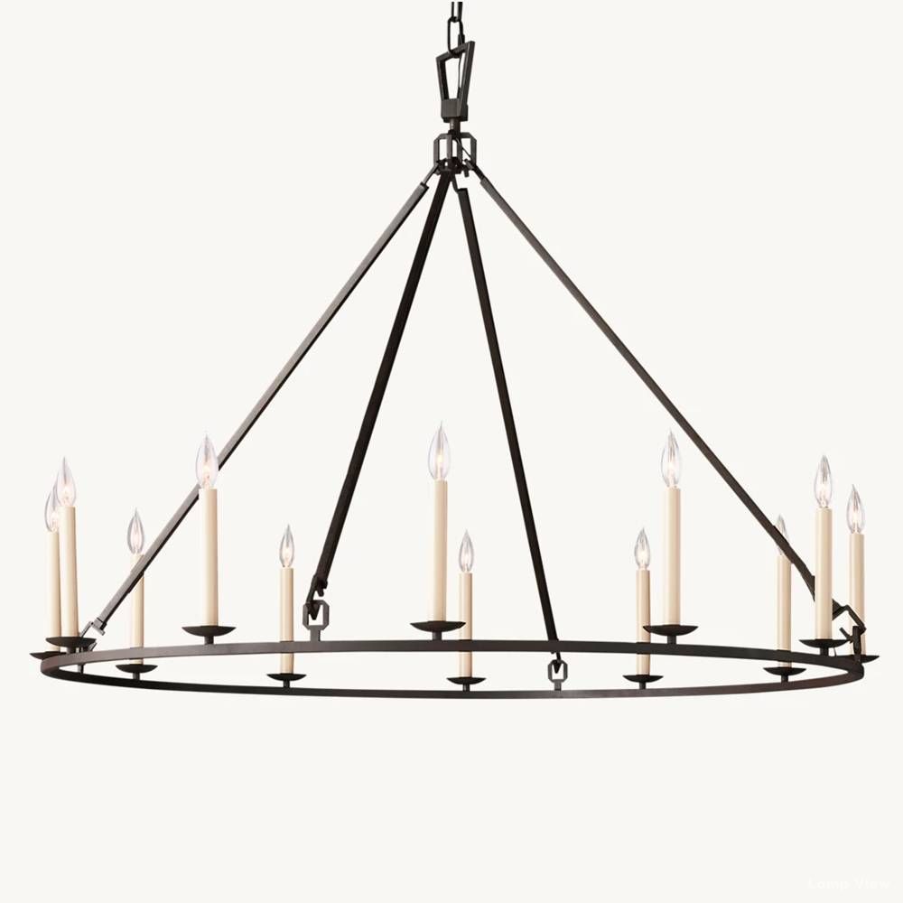 Hartwell Lantern Frame Round Chandelier 50"