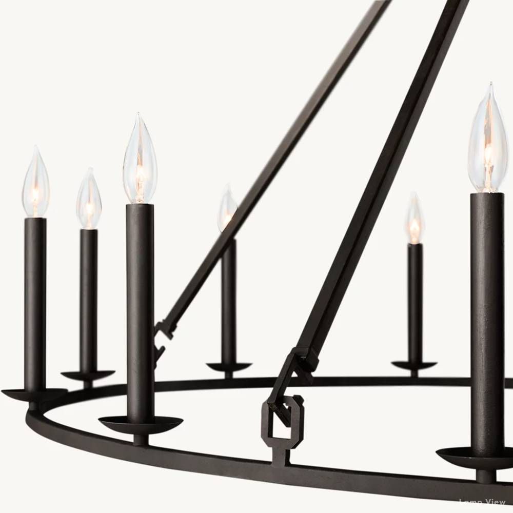 Hartwell Lantern Frame Two-Tier Round Chandelier 40"