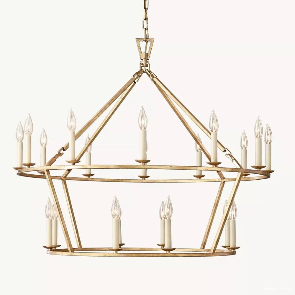 Hartwell Lantern Frame Two-Tier Round Chandelier 40"