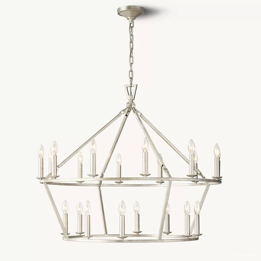 Hartwell Lantern Frame Two-Tier Round Chandelier 40"