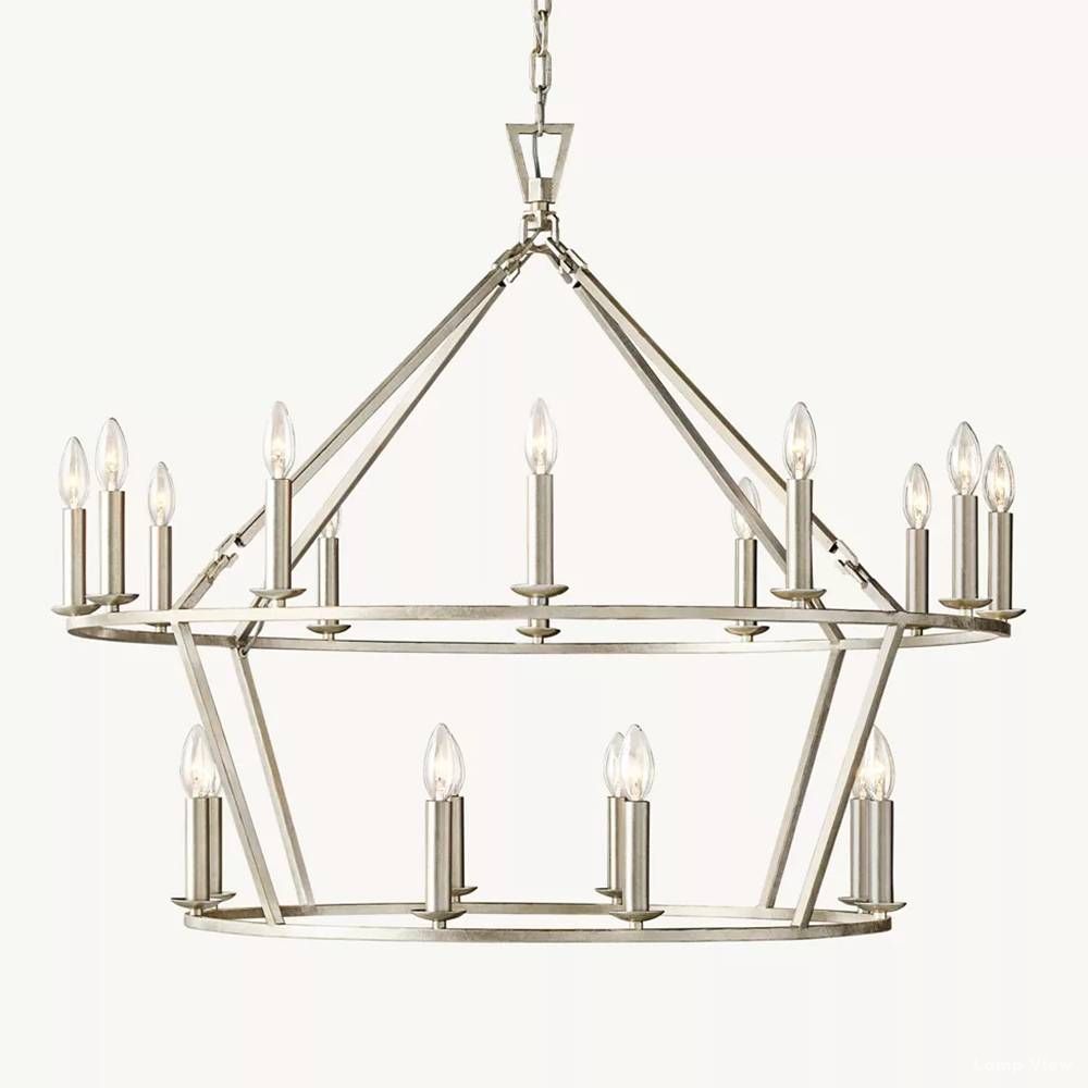Hartwell Lantern Frame Two-Tier Round Chandelier 40"