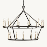 Hartwell Lantern Frame Two-Tier Round Chandelier 40"