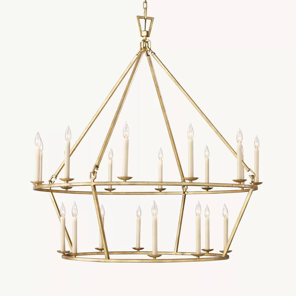 Hartwell Lantern Frame Two-Tier Round Chandelier 50"