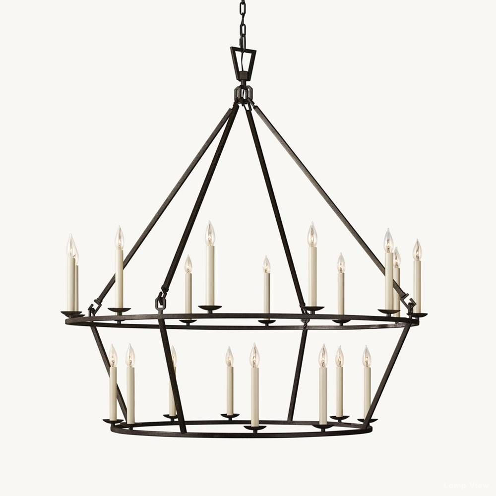Hartwell Lantern Frame Two-Tier Round Chandelier 50"