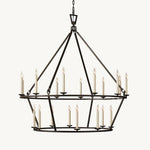 Hartwell Lantern Frame Two-Tier Round Chandelier 50"