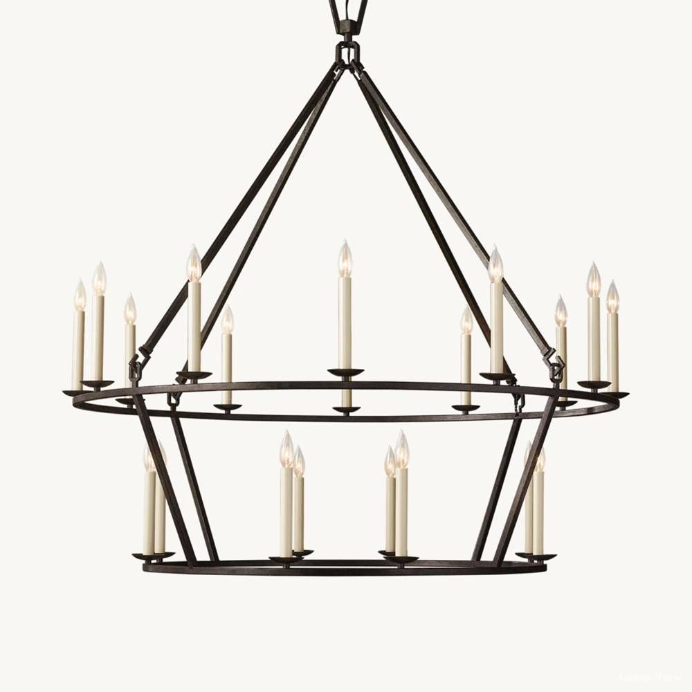 Hartwell Lantern Frame Two-Tier Round Chandelier 50"