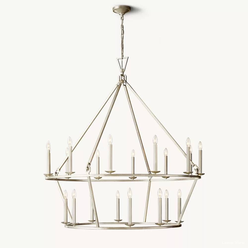 Hartwell Lantern Frame Two-Tier Round Chandelier 50"