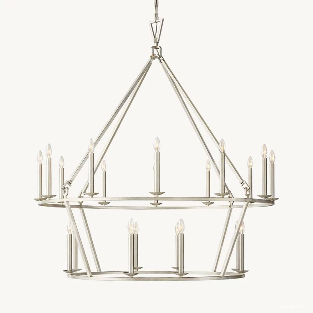Hartwell Lantern Frame Two-Tier Round Chandelier 50"