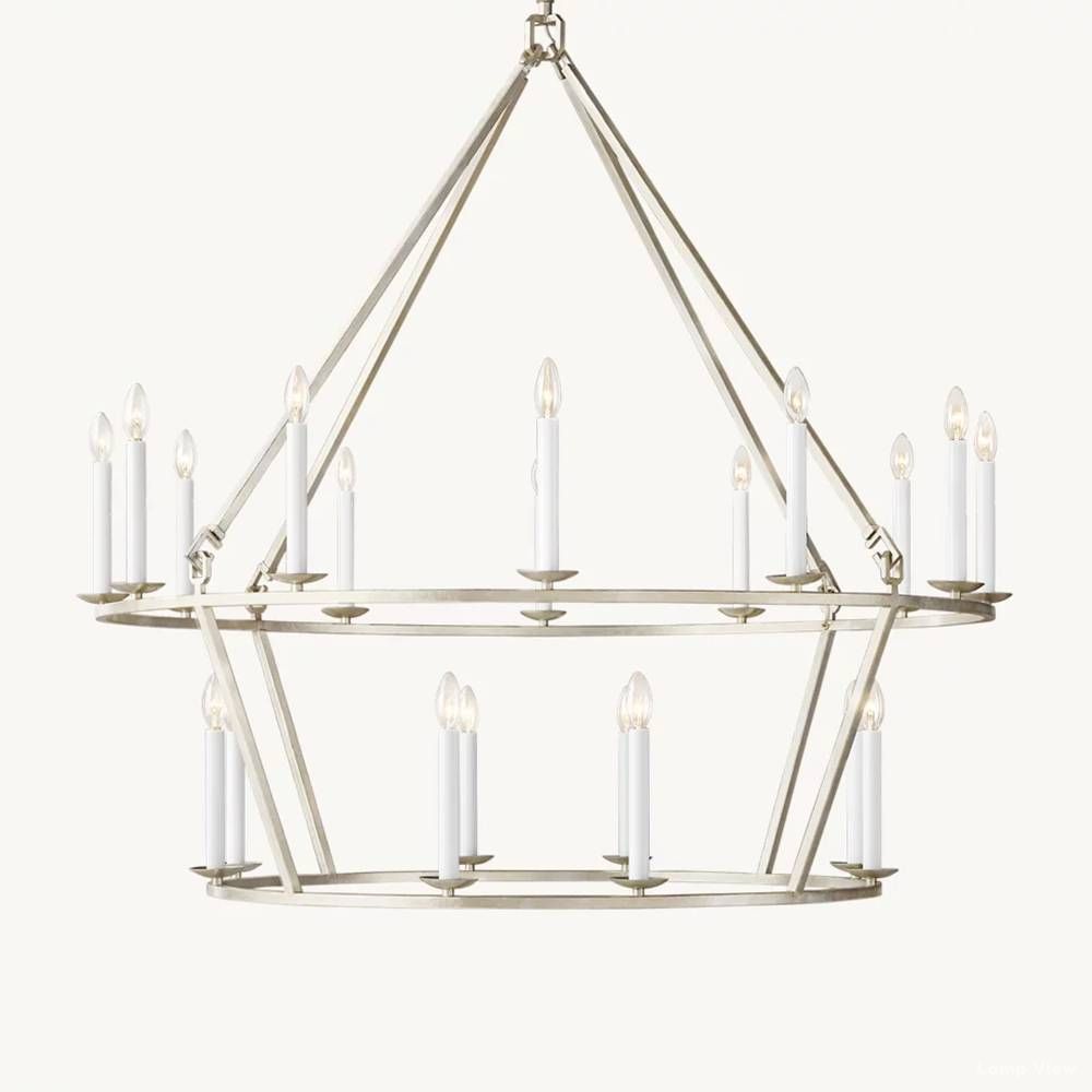 Hartwell Lantern Frame Two-Tier Round Chandelier 50"