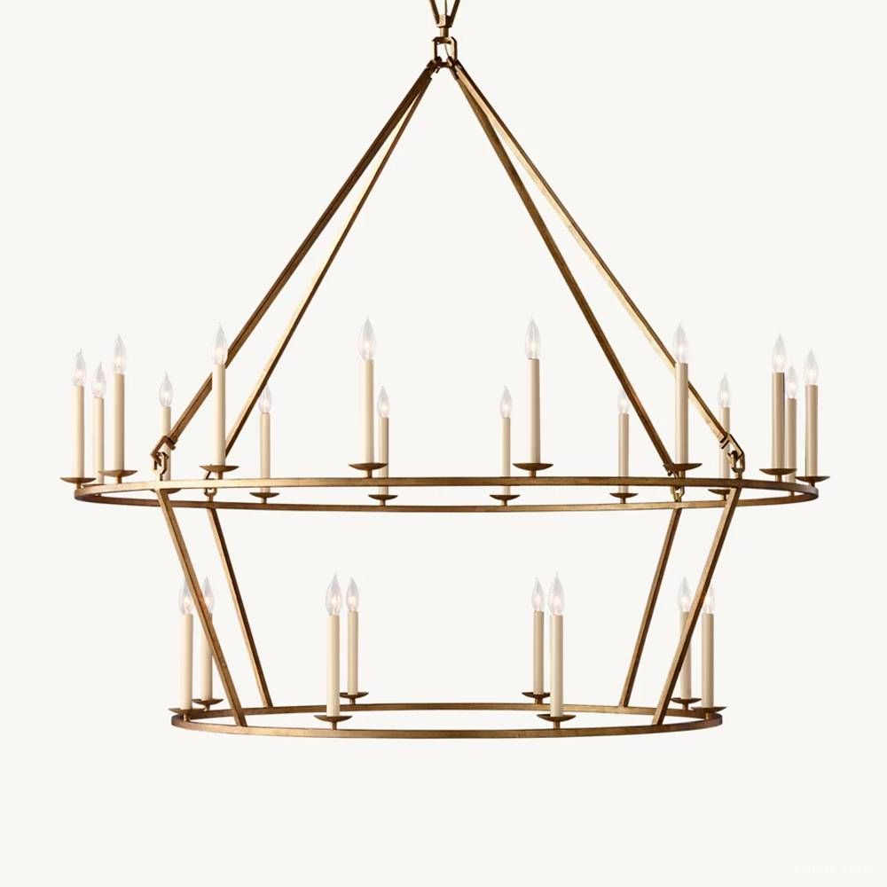 Hartwell Lantern Frame Two-Tier Round Chandelier 62"