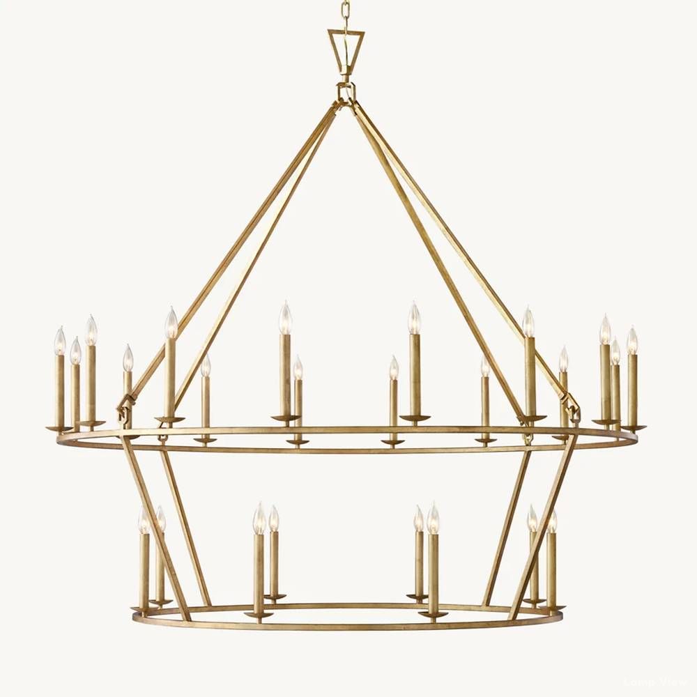 Hartwell Lantern Frame Two-Tier Round Chandelier 62"