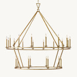 Hartwell Lantern Frame Two-Tier Round Chandelier 62"