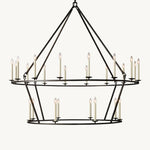 Hartwell Lantern Frame Two-Tier Round Chandelier 62"