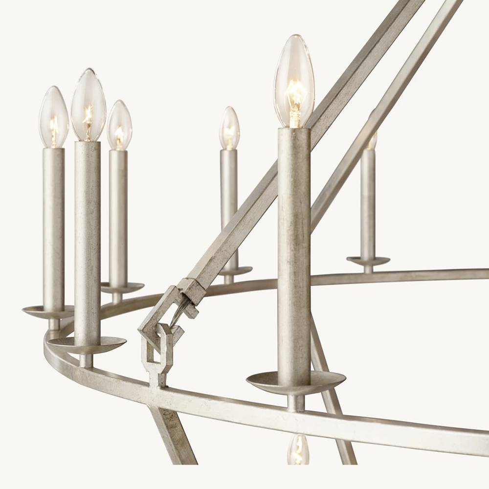 Hartwell Lantern Frame Two-Tier Round Chandelier 62"