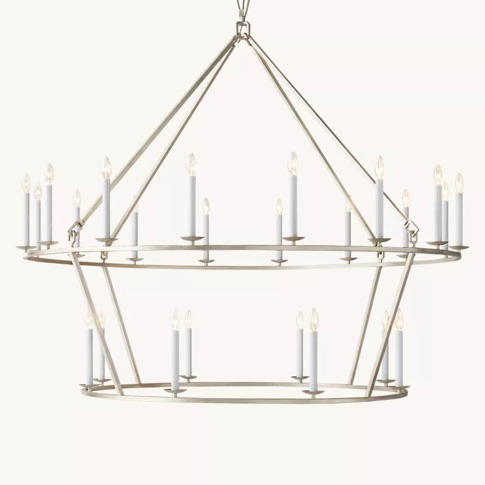 Hartwell Lantern Frame Two-Tier Round Chandelier 62"