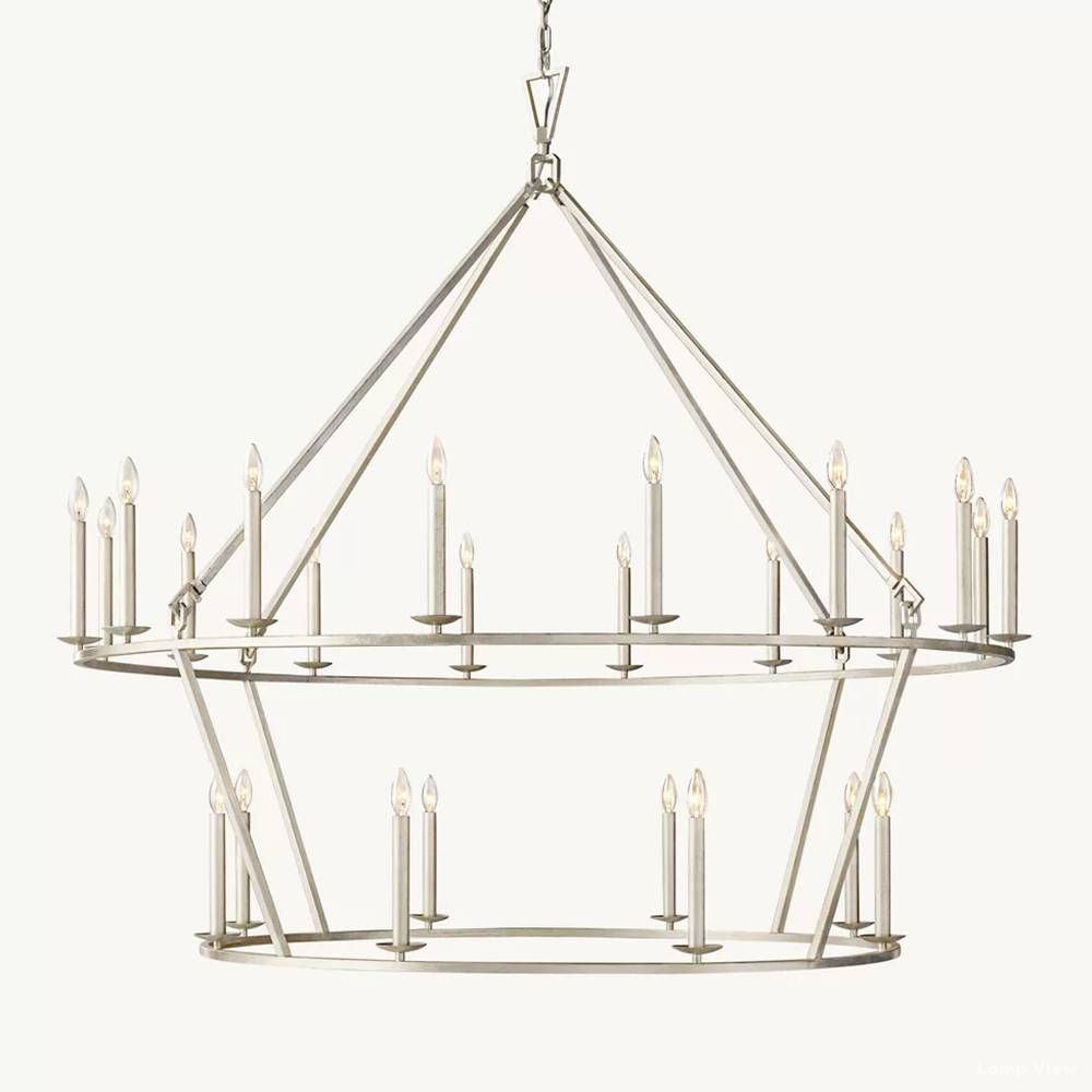 Hartwell Lantern Frame Two-Tier Round Chandelier 62"
