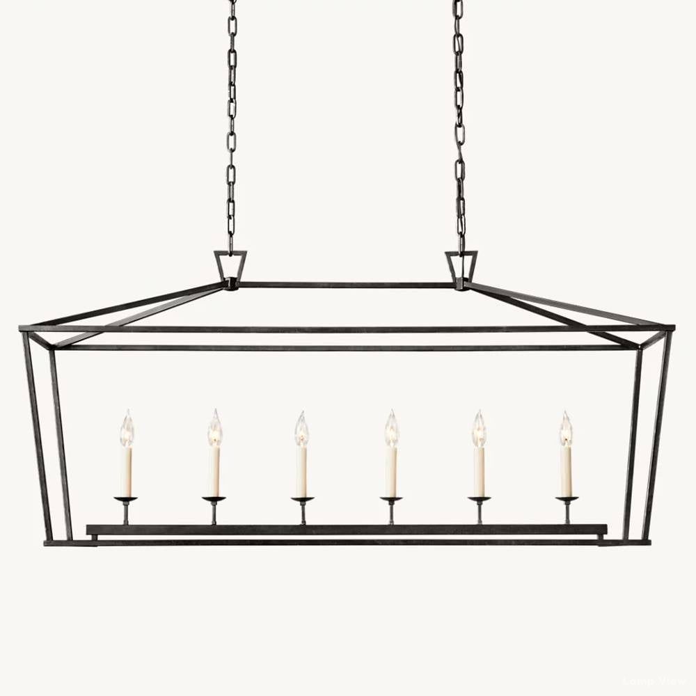 Hartwell Lantern Frame Rectangular Chandelier 54"