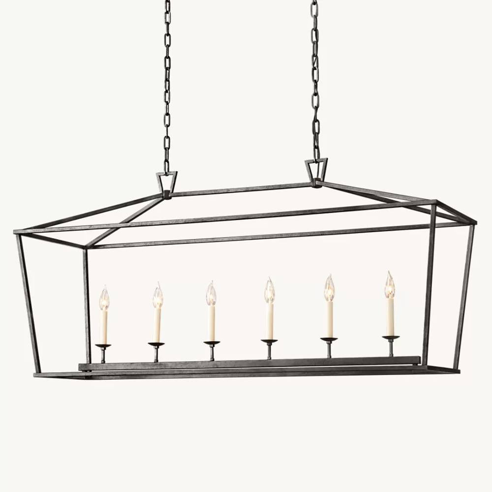 Hartwell Lantern Frame Rectangular Chandelier 54"