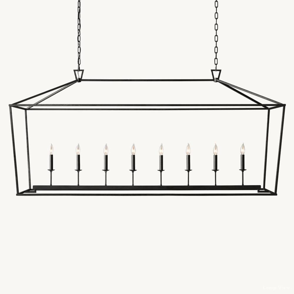 Hartwell Lantern Frame Rectangular Chandelier 72"