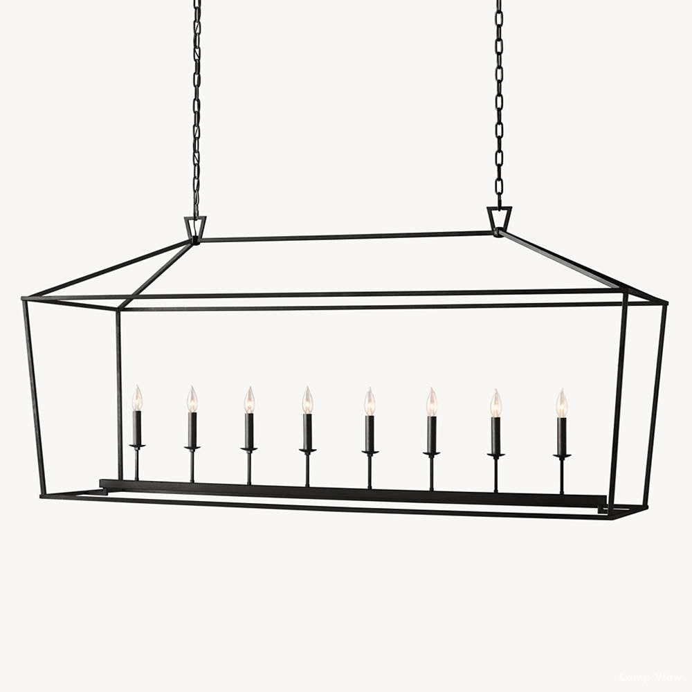 Hartwell Lantern Frame Rectangular Chandelier 72"