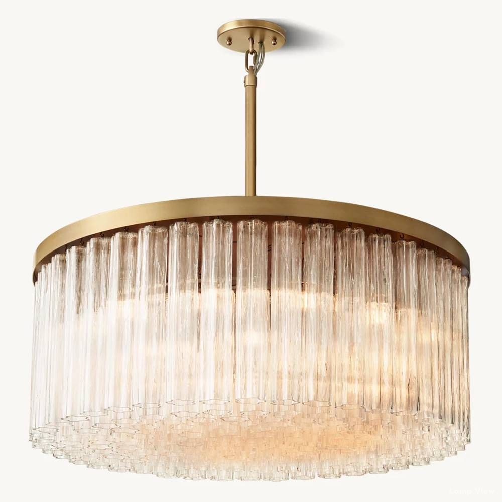 Cielo Ridged Glass Round Chandelier 48"