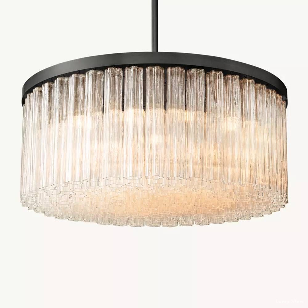 Cielo Ridged Glass Round Chandelier 48"
